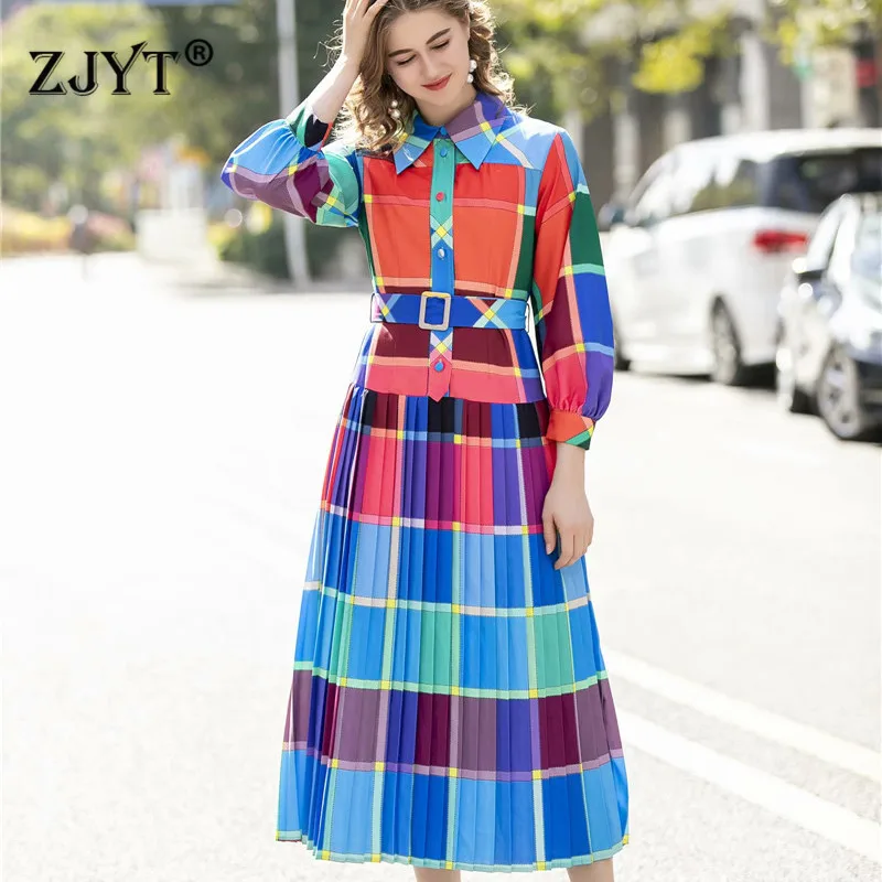 2020 Spring Runway Dress Women High Fashion New Elegant Long Sleeve Color Block Multicolor Print Mid Calf Pleated Casual Dress
2020 Spring Runway Dress Women High Fashion New Elegant Long Sleeve Color Block Multicolor Print Mid Calf Pleated Casual Dress