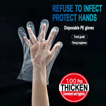 100pcs/Lot Disposable Gloves One-off Plastic Gloves Restaurant BBQ Transparent Eco-friendly PE Gloves Kitchen Garden Accessories
100pcs/Lot Disposable Gloves One-off Plastic Gloves Restaurant BBQ Transparent Eco-friendly PE Gloves Kitchen Garden Accessories
