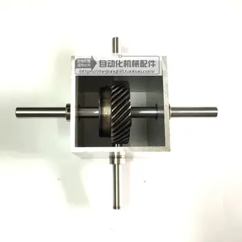 90-degree Right-angle Reversing Reduction Gearbox 1 to 2 45-degree Helical Gear 8mm Cross Double Shaft Variable Speed Corner 
90-degree Right-angle Reversing Reduction Gearbox 1 to 2 45-degree Helical Gear 8mm Cross Double Shaft Variable Speed Corner
