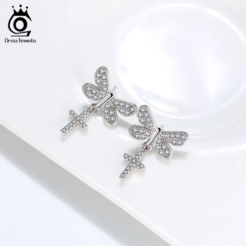 ORSA JEWELS Silver 925 Cute Animal Butterfly Long Drop Earrings with AAAA Zircon for Women Jewelry Wedding Party Gift OSE274
ORSA JEWELS Silver 925 Cute Animal Butterfly Long Drop Earrings with AAAA Zircon for Women Jewelry Wedding Party Gift OSE274
