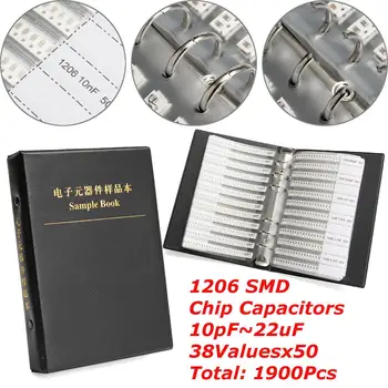1206 SMD SMT Chip Capacitor Sample Book 38Valuesx50pcs=1900pcs 10pF~22uF Capacitors Assortment Kit Pack
1206 SMD SMT Chip Capacitor Sample Book 38Valuesx50pcs=1900pcs 10pF~22uF Capacitors Assortment Kit Pack