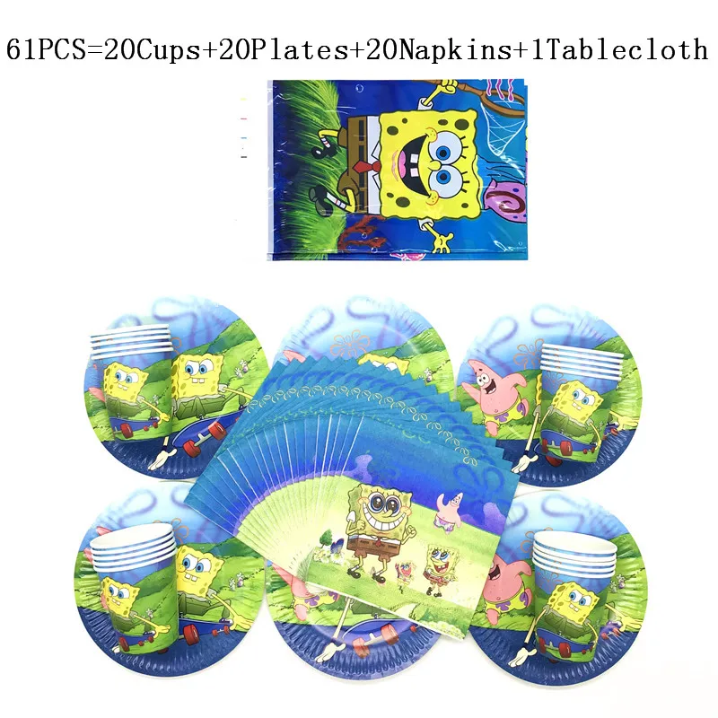 61PCS/lot SpongeBob Theme Tableware Children Birthday Party Paper Cup Plate Napkin Wedding Dish Glass Tissue Tablecover Supply
61PCS/lot SpongeBob Theme Tableware Children Birthday Party Paper Cup Plate Napkin Wedding Dish Glass Tissue Tablecover Supply