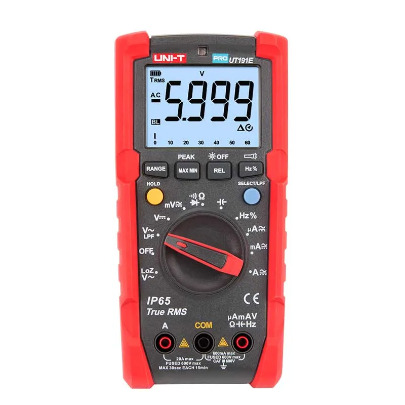 UNI-T UT191E Digital Multimeter,True RMS IP65 Waterproof,6000 Count DMM 20A 600V Volt ACV LOZ LPF Tester GS/CE/cTUVus Certified
UNI-T UT191E Digital Multimeter,True RMS IP65 Waterproof,6000 Count DMM 20A 600V Volt ACV LOZ LPF Tester GS/CE/cTUVus Certified