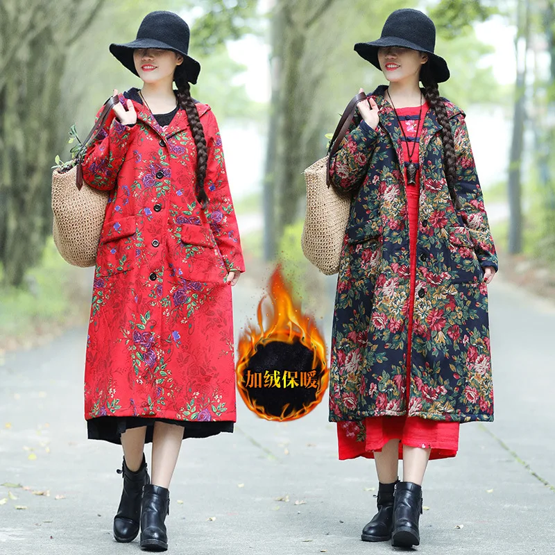 2019 Autumn And Winter New Style Large Size Dress Ethnic-Style Loose-Fit Slimming Cotton Linen Printing plus Velvet Hooded Trenc
2019 Autumn And Winter New Style Large Size Dress Ethnic-Style Loose-Fit Slimming Cotton Linen Printing plus Velvet Hooded Trenc
