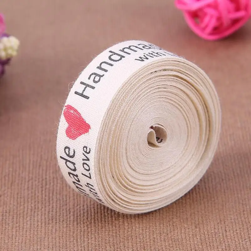 

15mm 5 Yard Cotton Love Ribbon Clothing Tape Label DIY Handmade Bowknot Sewing Accessories Label Home Decoration