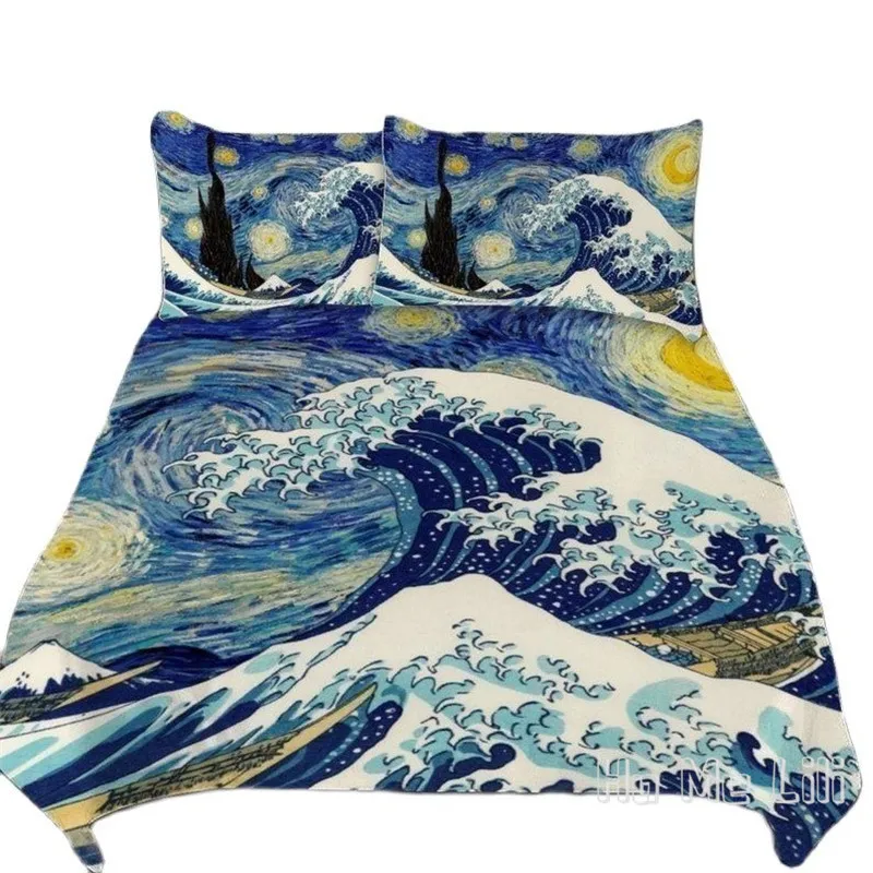 

By Ho Me Lili Duvet Cover Set Starry Night The Great Wave Famous Painting Bedding Gift Idea Decor