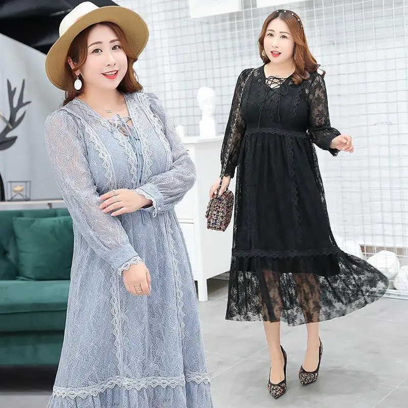 Women Lace Plus Size Maxi Dress 2019 Autumn New large size women's Long Sleeve Elegant V Neck Party Long Dresses Female Vestido
Women Lace Plus Size Maxi Dress 2019 Autumn New large size women's Long Sleeve Elegant V Neck Party Long Dresses Female Vestido