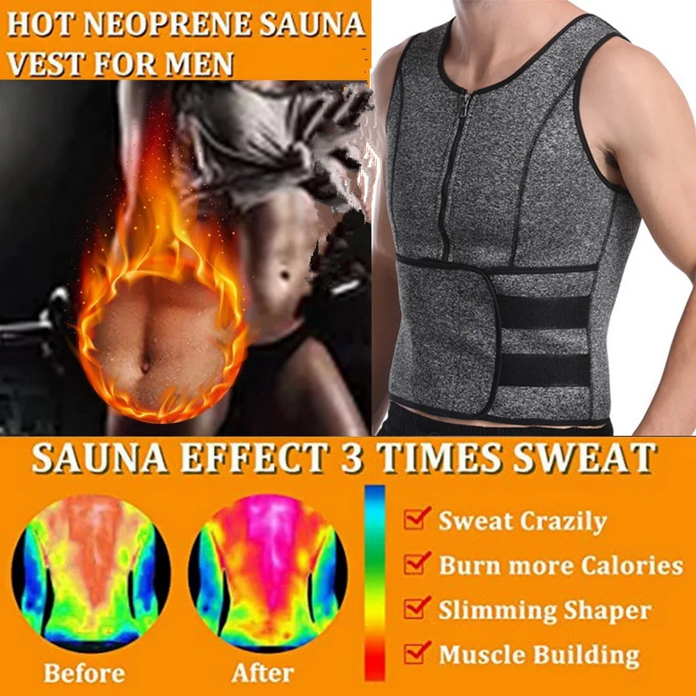 Fashion Men's Sweat Sauna Vest Waist Trainer Body Shaper Neoprene Tank