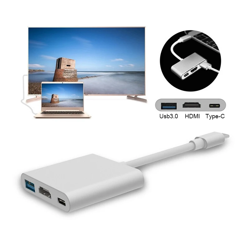 Адаптер USB 3 1 Type C к HDMI 0 удлинитель типа HD 4K для Macbook Air 12 конвертер | Электроника