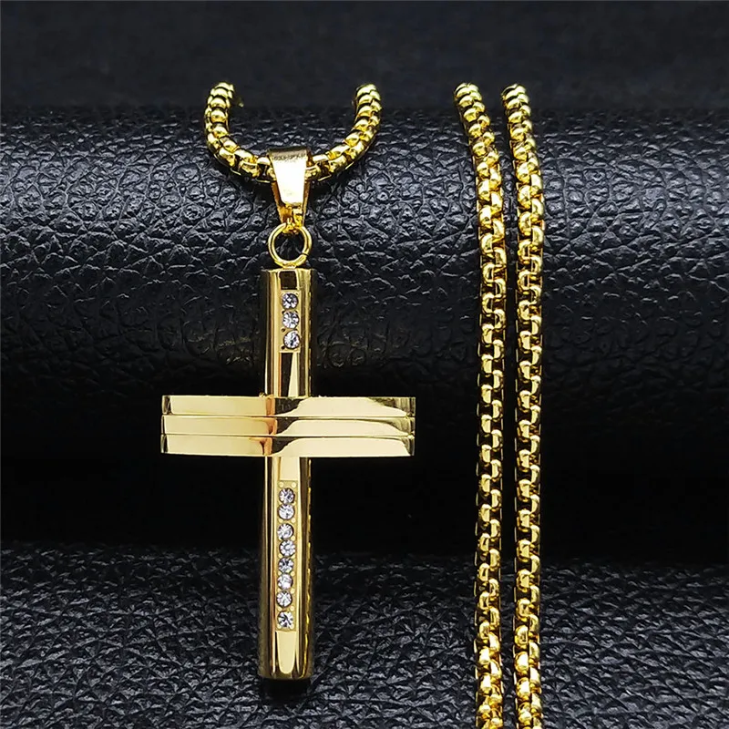 2023 Hip Hop Christian Cross Stainless Steel Chain Necklace Gold Color Long Statement Necklace Jewelry collier homme NXHLY06S05 
2023 Hip Hop Christian Cross Stainless Steel Chain Necklace Gold Color Long Statement Necklace Jewelry collier homme NXHLY06S05