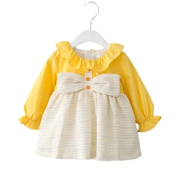 

DFXD Korean Style Toddler Baby Long Sleeve Elegant Dress Cute Bow Party Costume Newborn Girls Clothes vestido infantil Spring