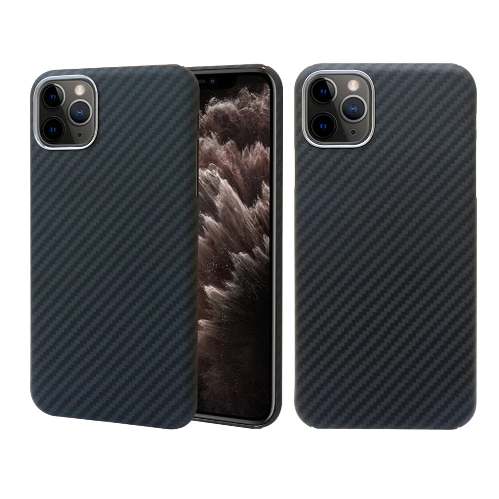 Чехол из углеродного волокна для iPhone 11 Pro Max Роскошный чехол с металлической