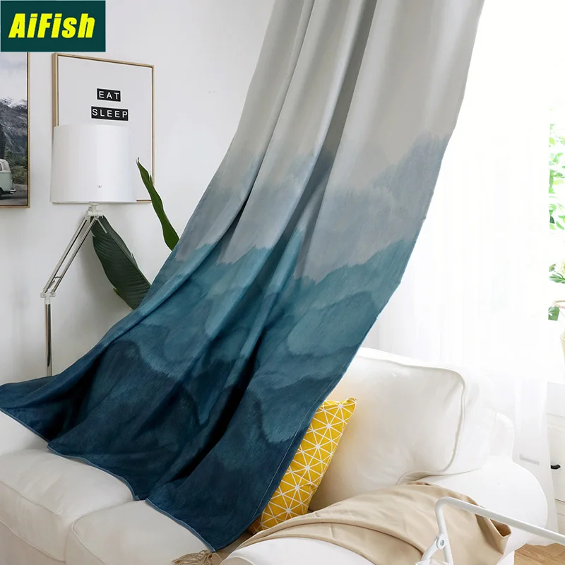Modern Simplicity Blue Gradient Mountain Pattern Scenery Living Room Curtain Blackout Curtain Study Bedroom Shading 75% ZH027-4
Modern Simplicity Blue Gradient Mountain Pattern Scenery Living Room Curtain Blackout Curtain Study Bedroom Shading 75% ZH027-4