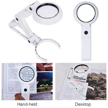 Glass Lens Practical Durable Stand 5 / 11X Research Jewelry Magnifying Glass 8 LED Lights School Reading Foldable Magnifier
Glass Lens Practical Durable Stand 5 / 11X Research Jewelry Magnifying Glass 8 LED Lights School Reading Foldable Magnifier