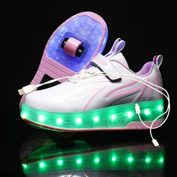 Size 28-40 Led Wheel Sneakers for Kids Adult USB Charging Glowing Roller Shoes with Lights Double Wheels Children Skate Shoes
Size 28-40 Led Wheel Sneakers for Kids Adult USB Charging Glowing Roller Shoes with Lights Double Wheels Children Skate Shoes