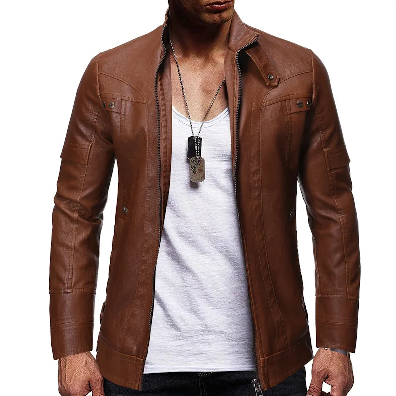 2019 Autumn And Winter New Style Fashion Solid Color Button Design Stand Collar Large Size Men Leather Jacket 8822
2019 Autumn And Winter New Style Fashion Solid Color Button Design Stand Collar Large Size Men Leather Jacket 8822