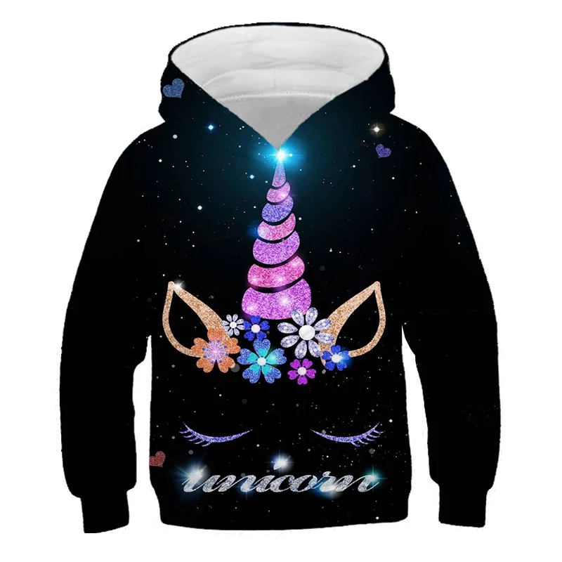 Sparkling Unicorn Black Hoodie Sparkling Unicorn Black Hoodie