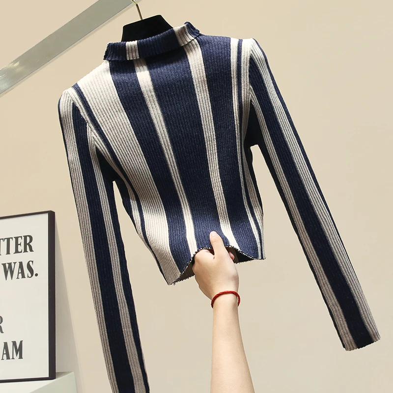 Striped Sweater for Women 2019 New Autumn and Winter Knitted Jackets Turtleneck Elastic Sweater Jumper Short Sweaters Ladies
Striped Sweater for Women 2019 New Autumn and Winter Knitted Jackets Turtleneck Elastic Sweater Jumper Short Sweaters Ladies