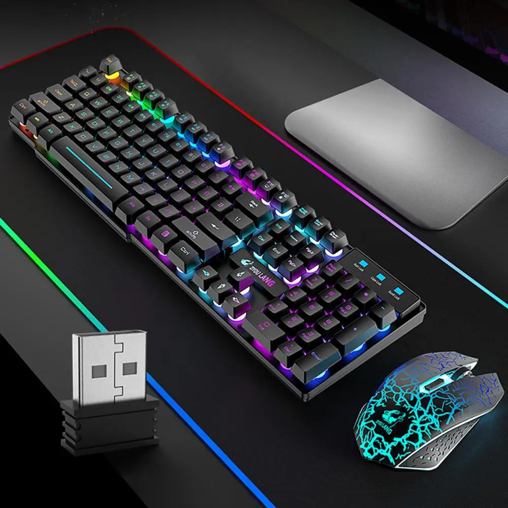 2.4G Rechargeable Wireless Gaming Keyboard and Mouse Set Colorful LED Breathing Light 3 Gear DPI Adjustable Laptop Parts
2.4G Rechargeable Wireless Gaming Keyboard and Mouse Set Colorful LED Breathing Light 3 Gear DPI Adjustable Laptop Parts