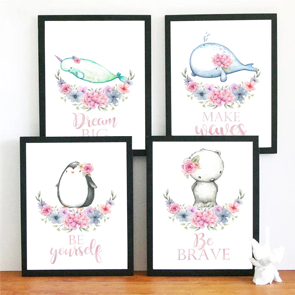Modular Prints Picture Nordic Style Wall Artwork Narwhal Penguin Polarbear Whale Canvas Painting Poster Home Decoration For Gif
Modular Prints Picture Nordic Style Wall Artwork Narwhal Penguin Polarbear Whale Canvas Painting Poster Home Decoration For Gif
