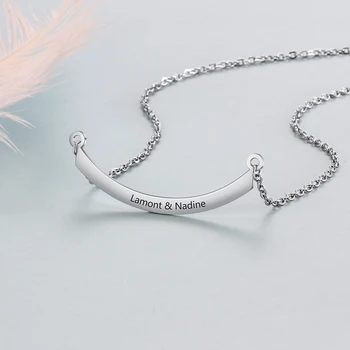 Personazlied Custom Curved Bar Necklace Stainless Steel Engraved Simple Charm Pendant Necklace for Women Girls Delicate Jewelry
Personazlied Custom Curved Bar Necklace Stainless Steel Engraved Simple Charm Pendant Necklace for Women Girls Delicate Jewelry