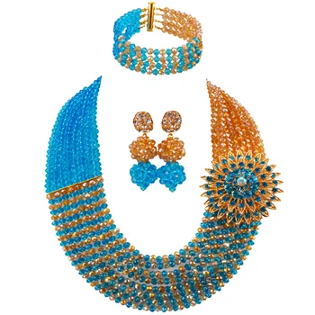 Majalia classic fashion Nigerian wedding African jewelry set Lake blue and Gold ab crystal necklace bridal jewelry sets 8jb-20
Majalia classic fashion Nigerian wedding African jewelry set Lake blue and Gold ab crystal necklace bridal jewelry sets 8jb-20