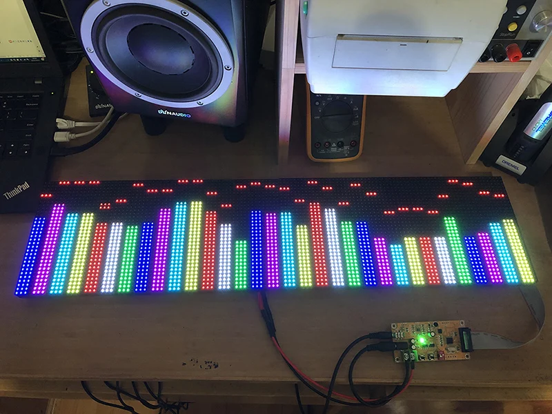 Full Color RGB Music Audio Spectrum Display Screen KTV Stage LED Rhythm Light 64 Mode Level Indicator VU Meter DIY