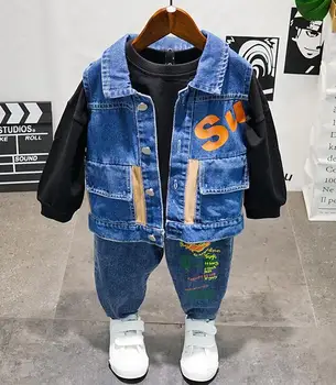 Toddler boys Clothes kids Spring Autumn boys Denim vest, Shark T-shirt and jeans 3pcs Outfits Sport Suit Children Clothing set
Toddler boys Clothes kids Spring Autumn boys Denim vest, Shark T-shirt and jeans 3pcs Outfits Sport Suit Children Clothing set