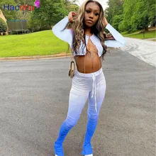 HAOOHU Sexy Gradient Two Piece Set Women Fall Clothes Chain Crop Top Split Stacked Leggings Matching Sets Club Birthday Outfits
HAOOHU Sexy Gradient Two Piece Set Women Fall Clothes Chain Crop Top Split Stacked Leggings Matching Sets Club Birthday Outfits
