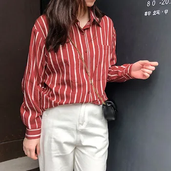 Women Stripe Blouses 2020 Korean Elegant Spring Fall Long Sleeve Buttons Shirt Casual Polo Neck Plus Size Workwear Tops Red
Women Stripe Blouses 2020 Korean Elegant Spring Fall Long Sleeve Buttons Shirt Casual Polo Neck Plus Size Workwear Tops Red