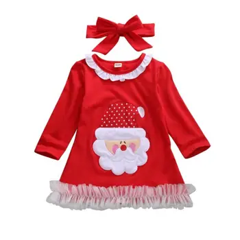 Christmas Newborn Baby Girl Red Dress Long Sleeve Cartoon Santa Print Lace Ruffle Dress + Bow Headdress infant girl party suit
Christmas Newborn Baby Girl Red Dress Long Sleeve Cartoon Santa Print Lace Ruffle Dress + Bow Headdress infant girl party suit