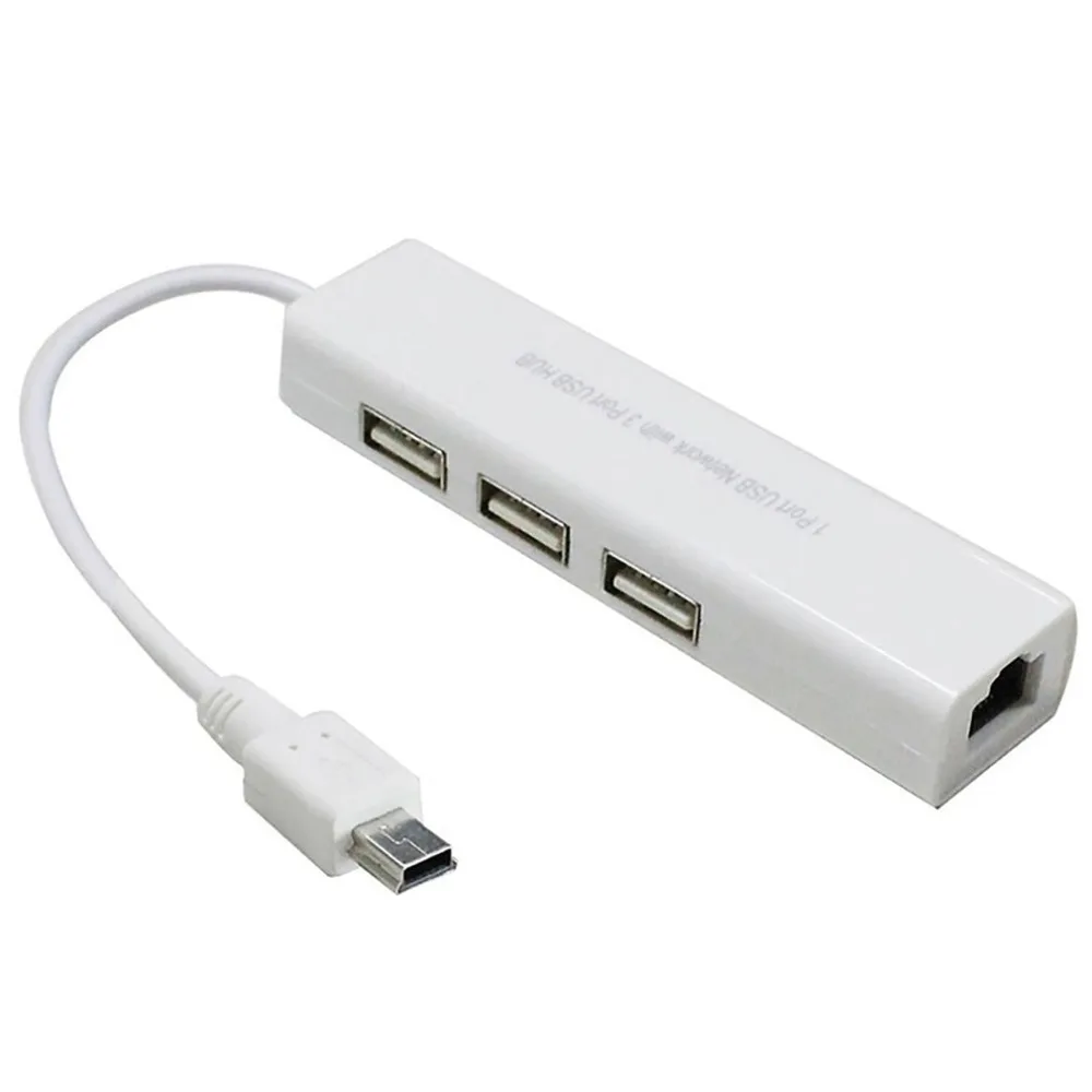 High Speed Mini USB 5 Pin to Network LAN Ethernet RJ45 Adapter Converter with 3 Port USB 2.0 HUB Adapter USB Hub
High Speed Mini USB 5 Pin to Network LAN Ethernet RJ45 Adapter Converter with 3 Port USB 2.0 HUB Adapter USB Hub