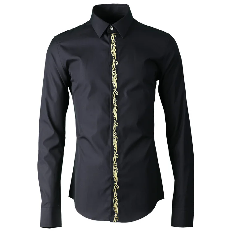 100% Cotton Men Fashion Placket Embroidered With Royal Pattern Mens Dress Long Sleeve Slim Fit Man Shirt
100% Cotton Men Fashion Placket Embroidered With Royal Pattern Mens Dress Long Sleeve Slim Fit Man Shirt