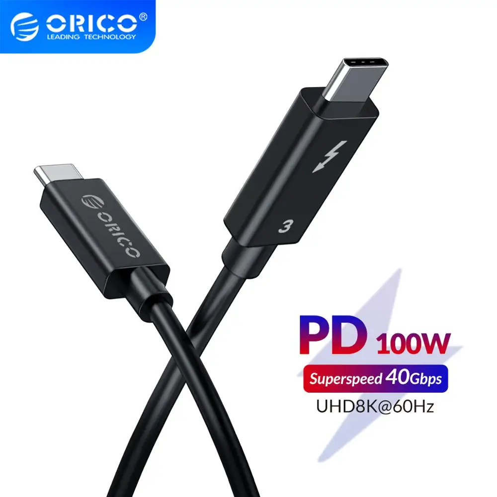 ORICO Type C Thunderbolt 3 Cable Fast Charging PD 5A 100W Super Data Transfer 40Gbps Video 8K 60HZ Daisy chain for MacBook Pro
ORICO Type C Thunderbolt 3 Cable Fast Charging PD 5A 100W Super Data Transfer 40Gbps Video 8K 60HZ Daisy chain for MacBook Pro