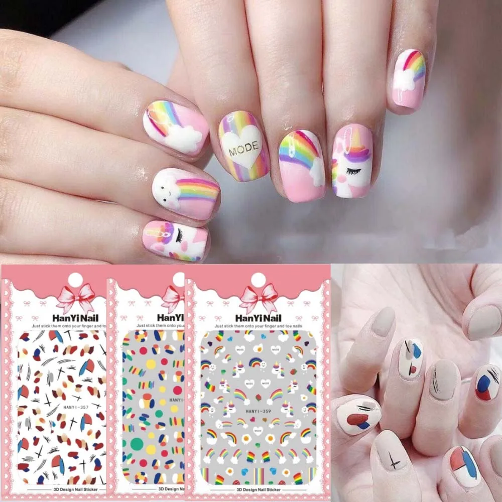 1pcs Cartoon Graffiti Rainbow 3D Nails Sticker Doodle Nail Designs Color block Nail Sticker for Kids Flower Tattoo Stickers new
1pcs Cartoon Graffiti Rainbow 3D Nails Sticker Doodle Nail Designs Color block Nail Sticker for Kids Flower Tattoo Stickers new