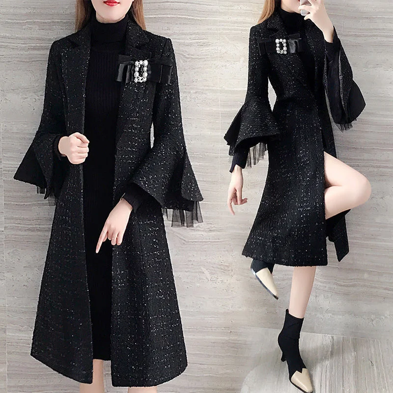 Office Lady Black Tweed Coat Women 2022 New Autumn Winter Clothes Korean Slim Fashion Patchwork Woolen Outwear Medium Long Style
Office Lady Black Tweed Coat Women 2022 New Autumn Winter Clothes Korean Slim Fashion Patchwork Woolen Outwear Medium Long Style