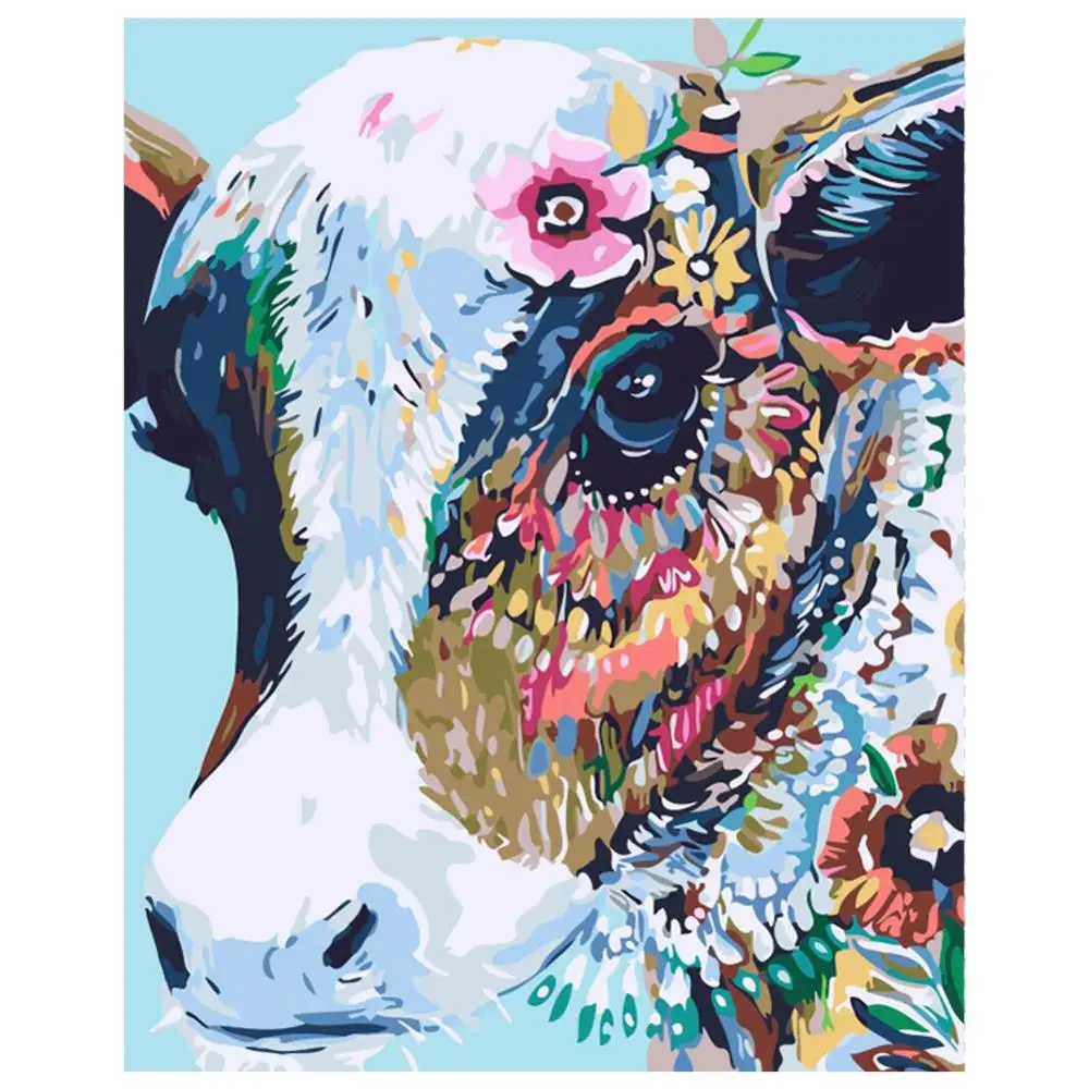 Фото Раскраска по номерам самодельная корова DIY картина маслом для взрослых | Дом и сад