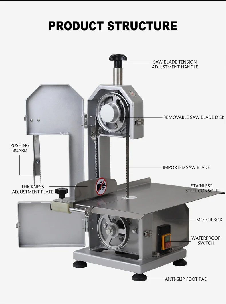 Description Picture 3 of itemElectric Bone Saw Cutting Machine Food Processor Commercial Desktop Electric Bone Saw Cutter Bone Cutter Small Bone With 2 Saws