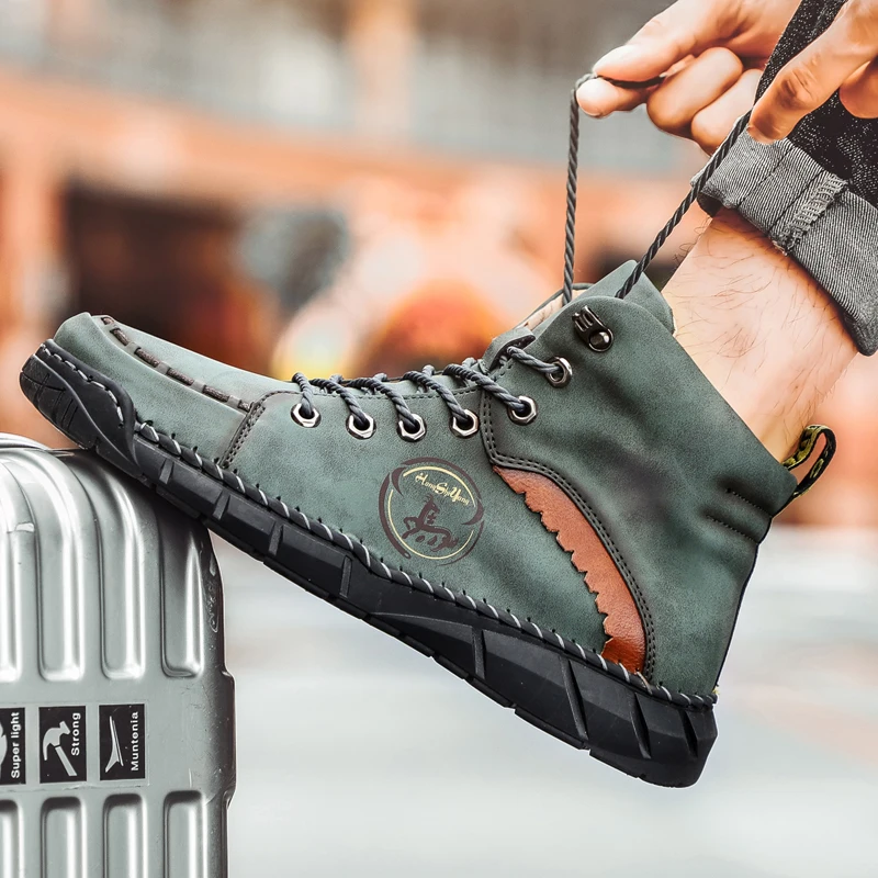 Fashion Men's Boots Handmade Men's Ankle Boots Autumn Winter Men's Motorcycle Boots Outdoor Men Short Boots Lace-up Men's Shoes 
Fashion Men's Boots Handmade Men's Ankle Boots Autumn Winter Men's Motorcycle Boots Outdoor Men Short Boots Lace-up Men's Shoes