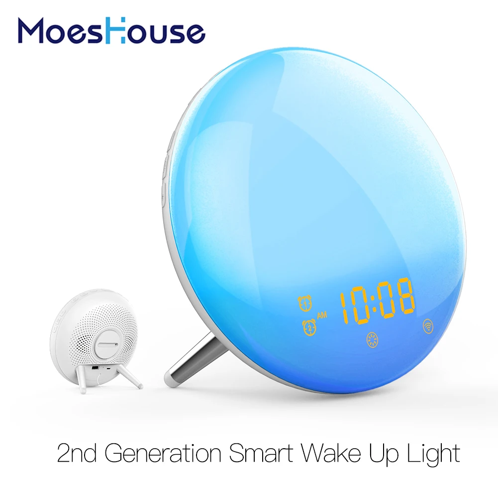 WiFi Smart Wake Up Light Workday Alarm Clock with 7 Colors Sunrise/Sunset Simulation 4 Alarms Compatible with Alexa Google Home
WiFi Smart Wake Up Light Workday Alarm Clock with 7 Colors Sunrise/Sunset Simulation 4 Alarms Compatible with Alexa Google Home