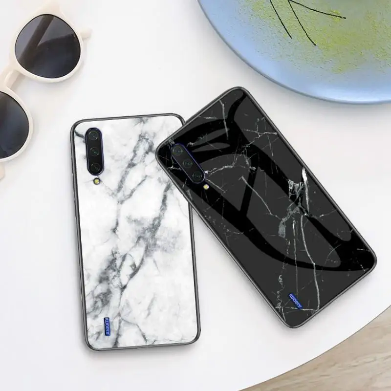 

Marble Tempered Glass Phone Case For Xiaomi Mi CC9 CC9E A3 lite 9T Pro Y3 Redmi 7A redmi Note 5 6 7 Pro Note7 K20 Pro Back Cover