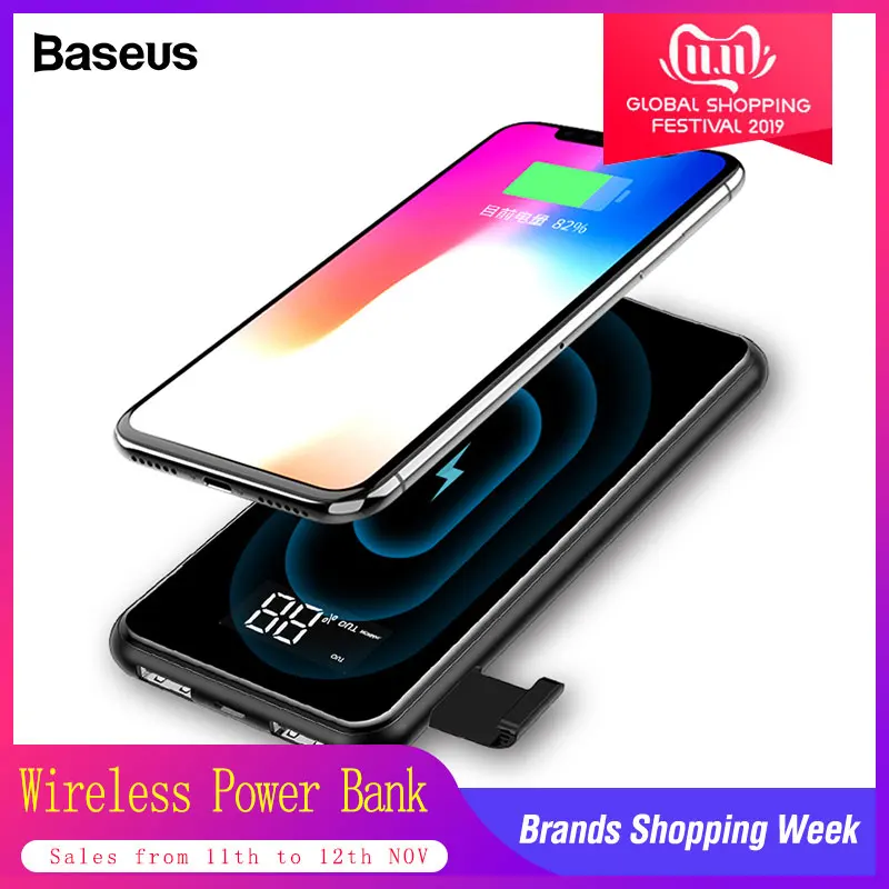 Baseus Portable 8000mAh QI Wireless Charger Power Bank For iPhone XS LCD Wireless Charging Powerbank For Samsung S10 Xiaomi mi 9
Baseus Portable 8000mAh QI Wireless Charger Power Bank For iPhone XS LCD Wireless Charging Powerbank For Samsung S10 Xiaomi mi 9
