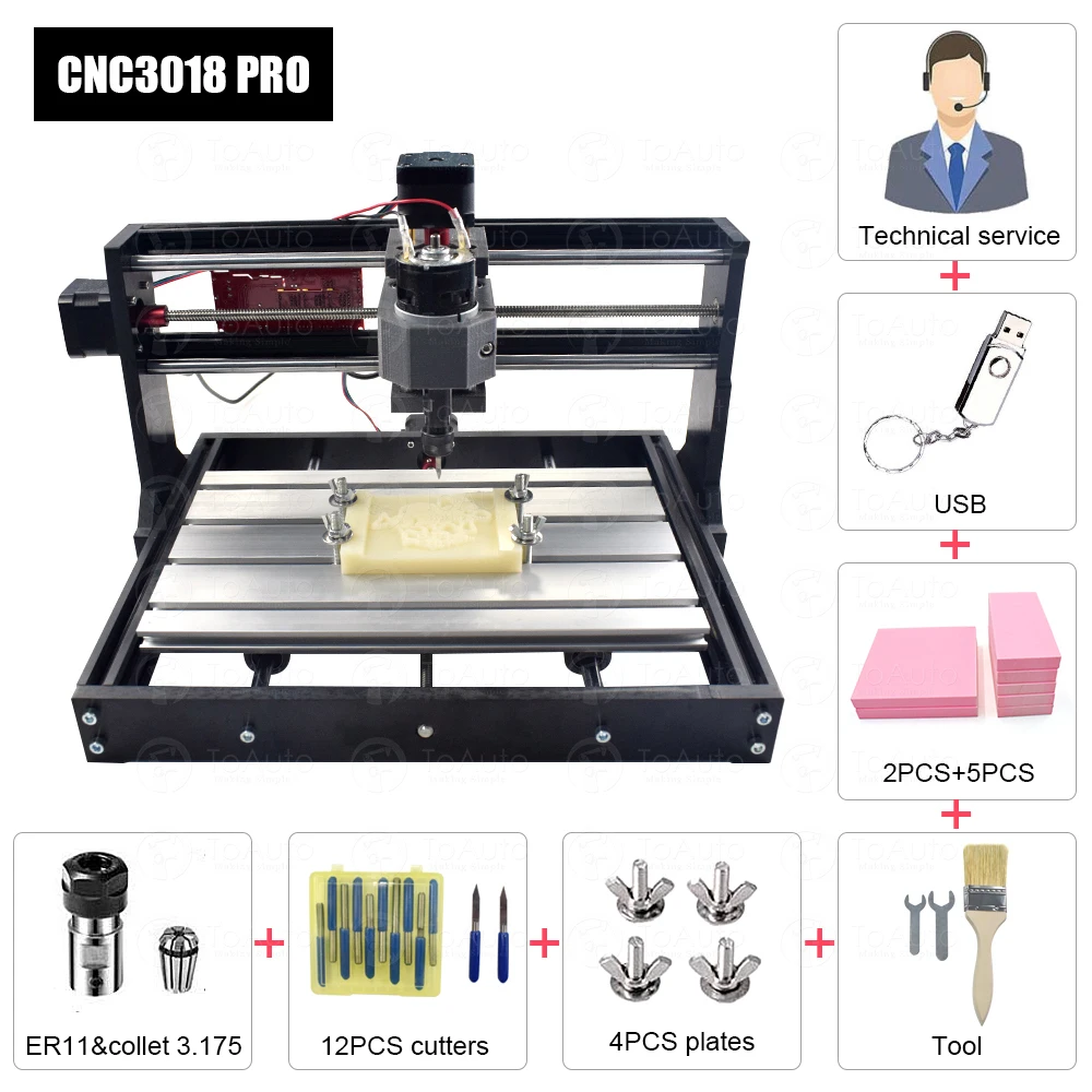 GRBL Control CNC3018 pro 110-240VAC гравировальный станок/лазерный станок 300*180*40 мм для