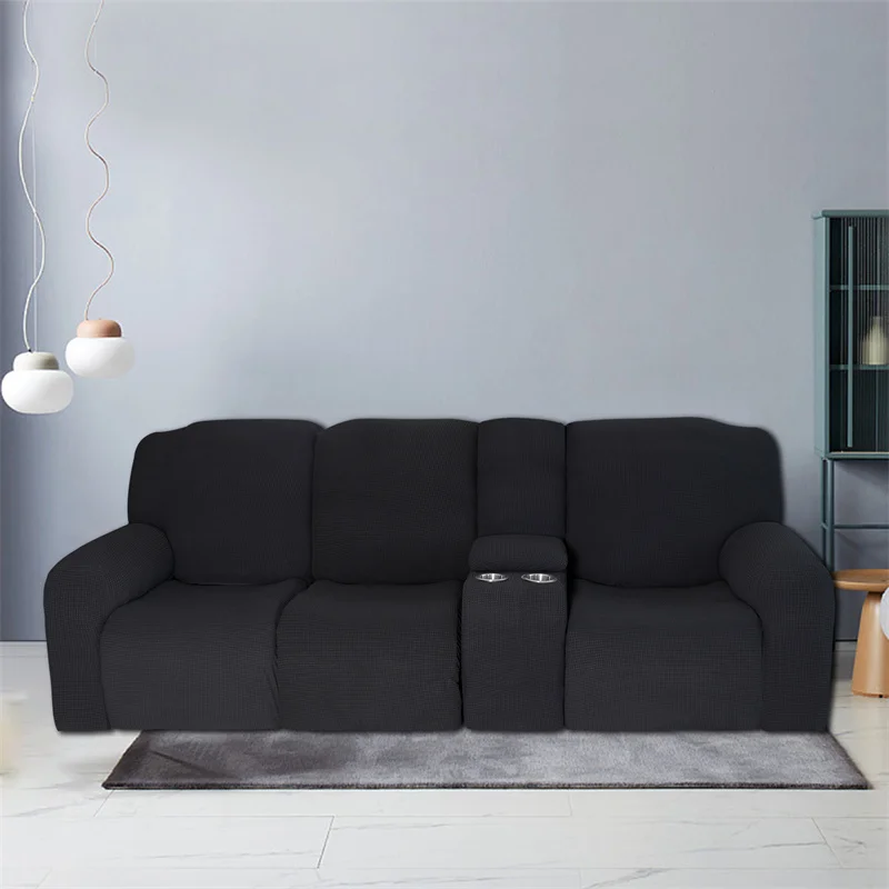 Housse extensible pour fauteuil inclinable 3 places, avec porte-gobelet, en polaire, pour salon Housse extensible pour fauteuil inclinable 3 places, avec porte-gobelet, en polaire, pour salon