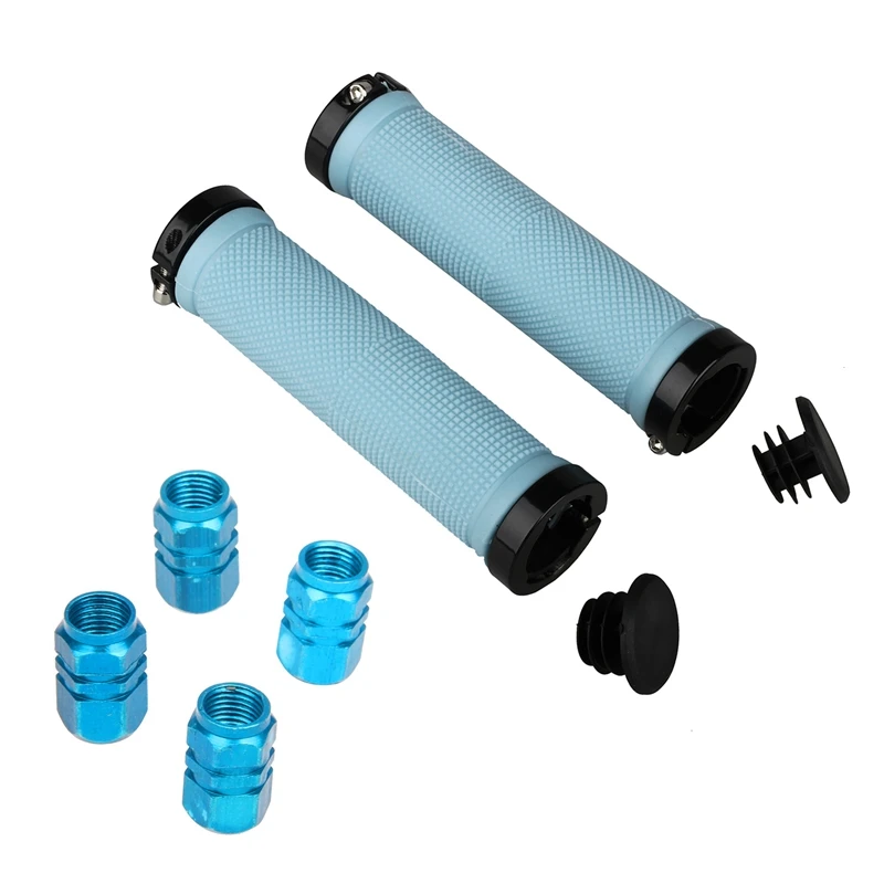 Bicycle Lock on Locking Handlebar Grips - Blue with 4X Tire Wheel Rims Stem Air Valve Caps Tyre Cover Car Truck Blue
Bicycle Lock on Locking Handlebar Grips - Blue with 4X Tire Wheel Rims Stem Air Valve Caps Tyre Cover Car Truck Blue