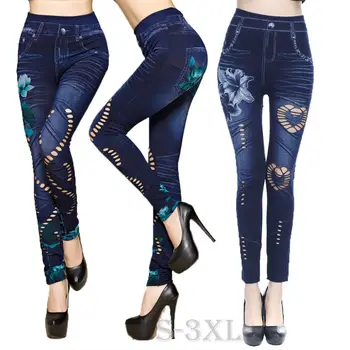 Women Slim Leggings Floral Print Faux Denim Jeans Seamless Lady 2019 Casual High Waist Hollow Out Pencil Pants Leggings S-3XL
Women Slim Leggings Floral Print Faux Denim Jeans Seamless Lady 2019 Casual High Waist Hollow Out Pencil Pants Leggings S-3XL