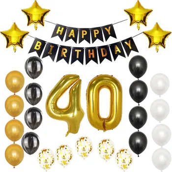 8-Season Happy 40th Birthday Banner Balloons Set for 40 Years Old Birthday Party Decoration Supplies Gold Black 
8-Season Happy 40th Birthday Banner Balloons Set for 40 Years Old Birthday Party Decoration Supplies Gold Black