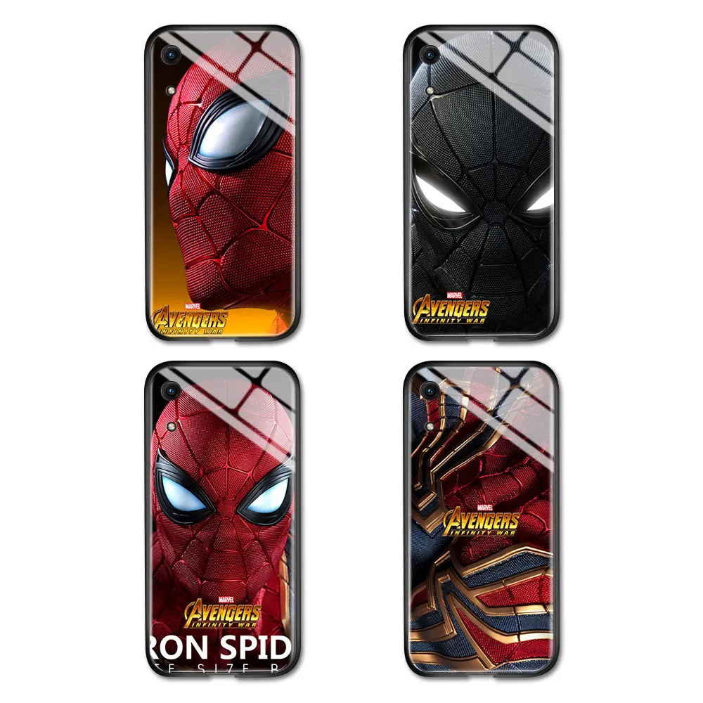 For Huawei Y7 / Enjoy 7 plus prime 2017 Marvel Avenger Spiderman Soft Edge Case Glossy Tempered Glass Cover Casing | Мобильные