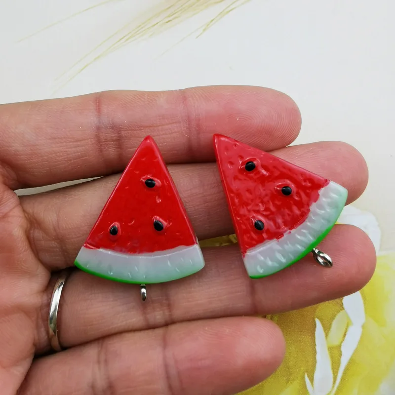 10Pcs/Lot Resin Jewelry Accessories Double-sided Painted Sliced Watermelon Earrings Necklace Keychain Hair Wear Materials
10Pcs/Lot Resin Jewelry Accessories Double-sided Painted Sliced Watermelon Earrings Necklace Keychain Hair Wear Materials