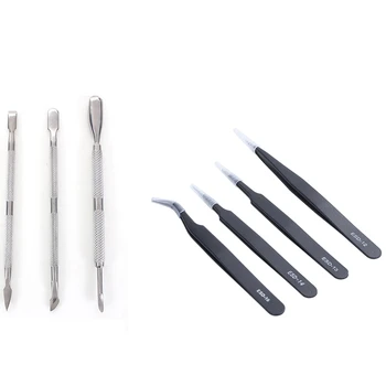 3Pcs Stainless Steel Cuticle Spoon Remover Pusher Manicure Pedicure Set & 4X Metal Tweezers Anatomically ESD 12-15
3Pcs Stainless Steel Cuticle Spoon Remover Pusher Manicure Pedicure Set & 4X Metal Tweezers Anatomically ESD 12-15